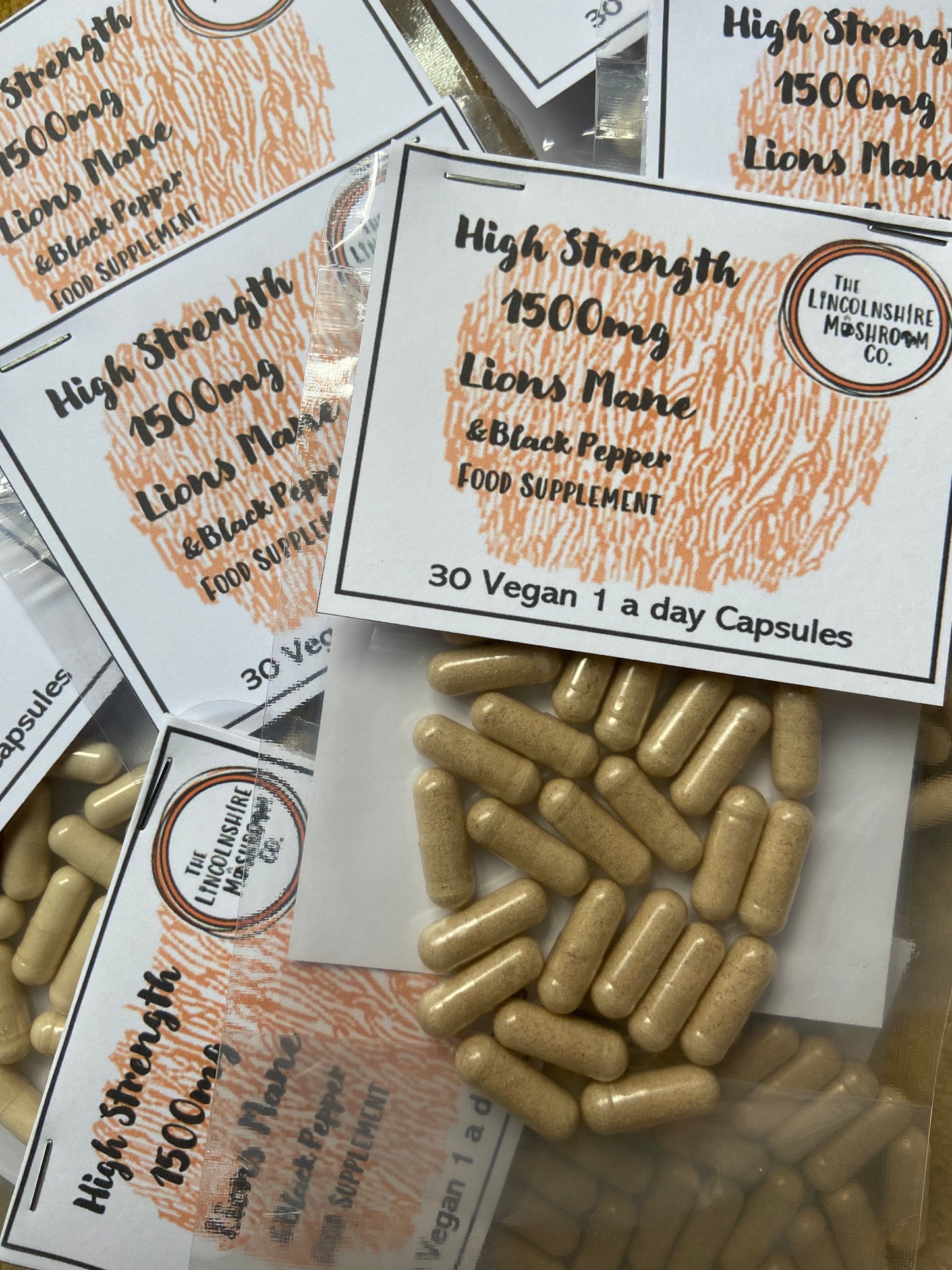 High Strength Lions Mane & Black Pepper 1500mg Capsules- 30 pack