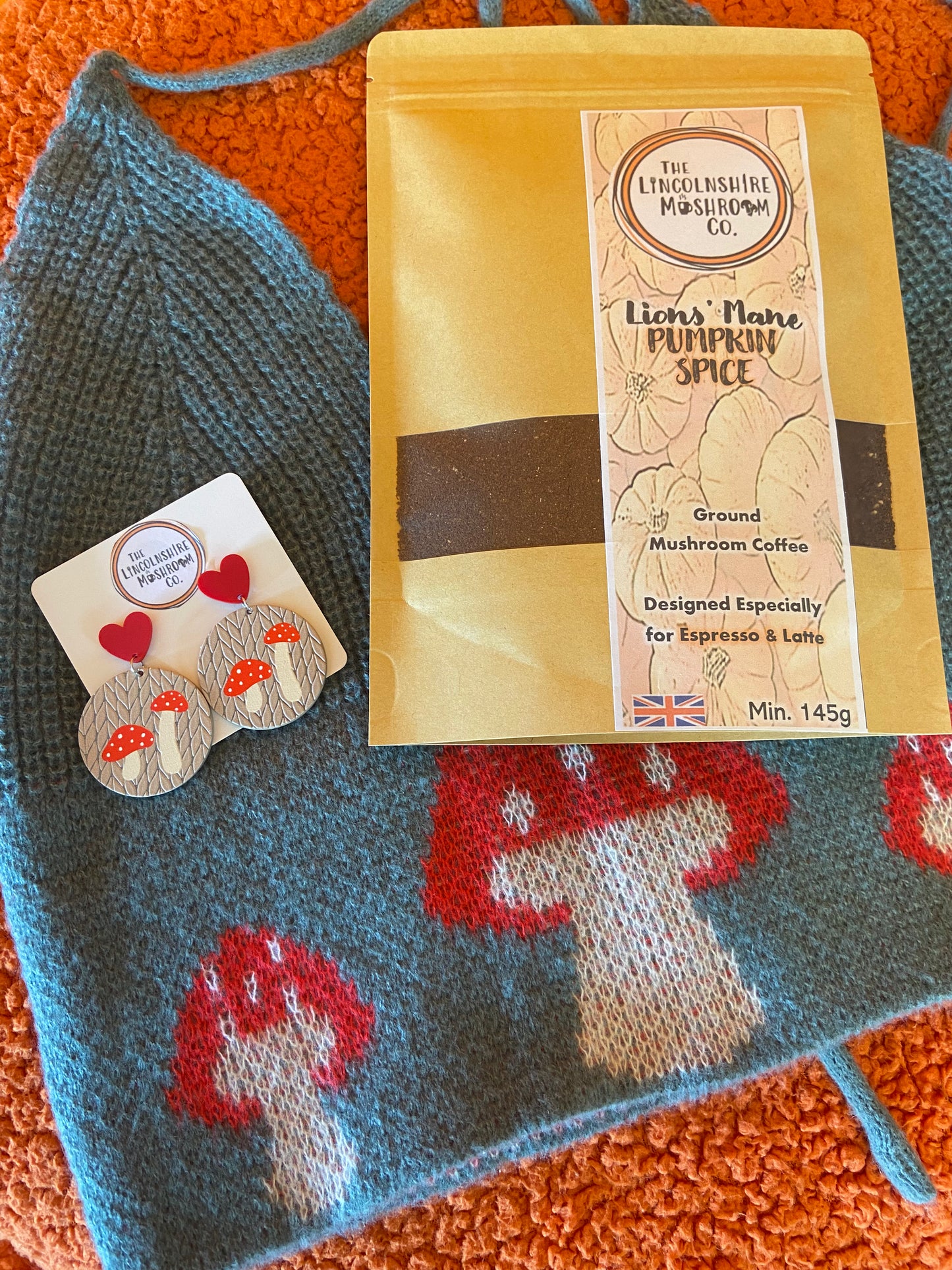 mushroomcore mushroomgirl clothing and mushroom earrings bundle gift autumn vibes mushroom coffee