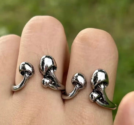 Silver Coloured Mushroom Dress Ring