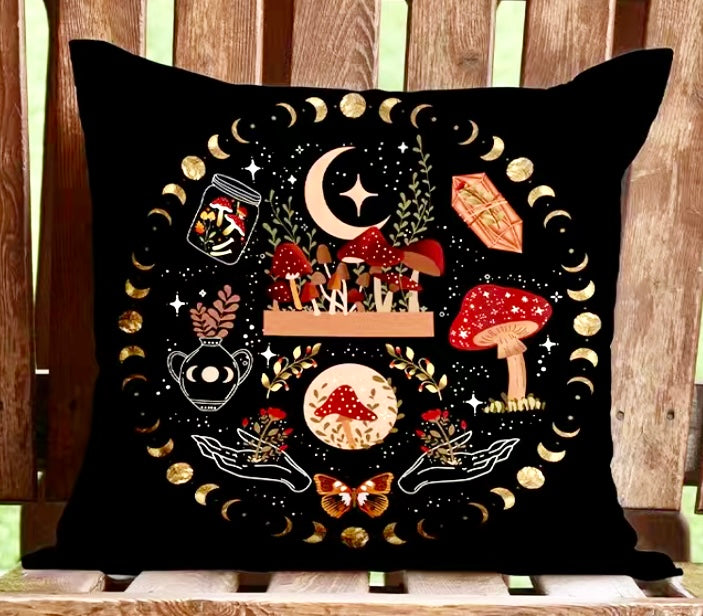 Moon Phase Witchy Cushion Cover (Dark version) 45x45cm