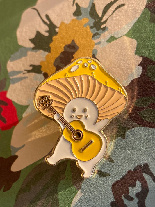 Guitar Playing Mushroom Pin Badge