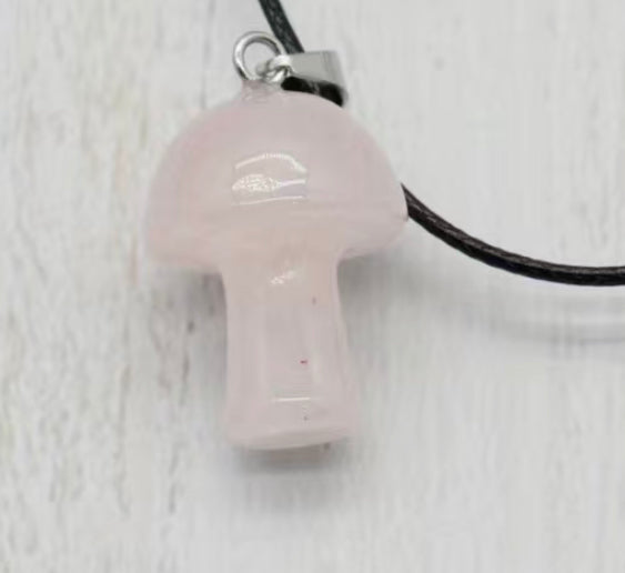 Gemstone Mushroom Charm Rope Necklace