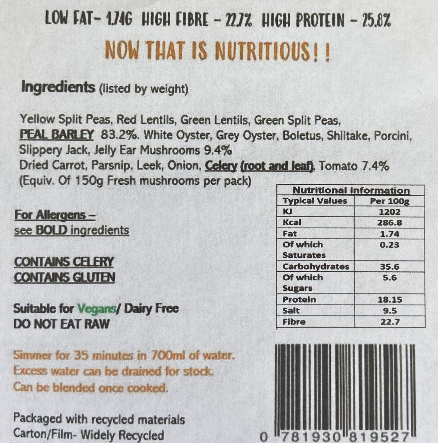 7-Blend Wild Gourmet Mushroom Soup Mix (short dated)