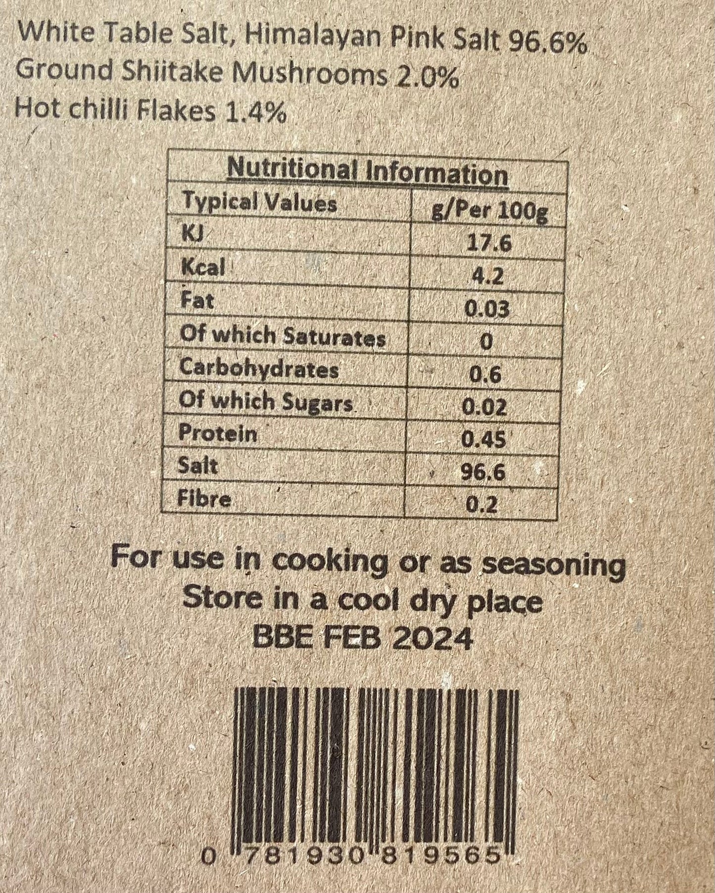 SO! Shiitake & Hot Chilli Umami Salt (SHORT DATED)