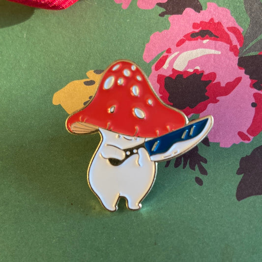 Harvesting Mushroom Pin Badge
