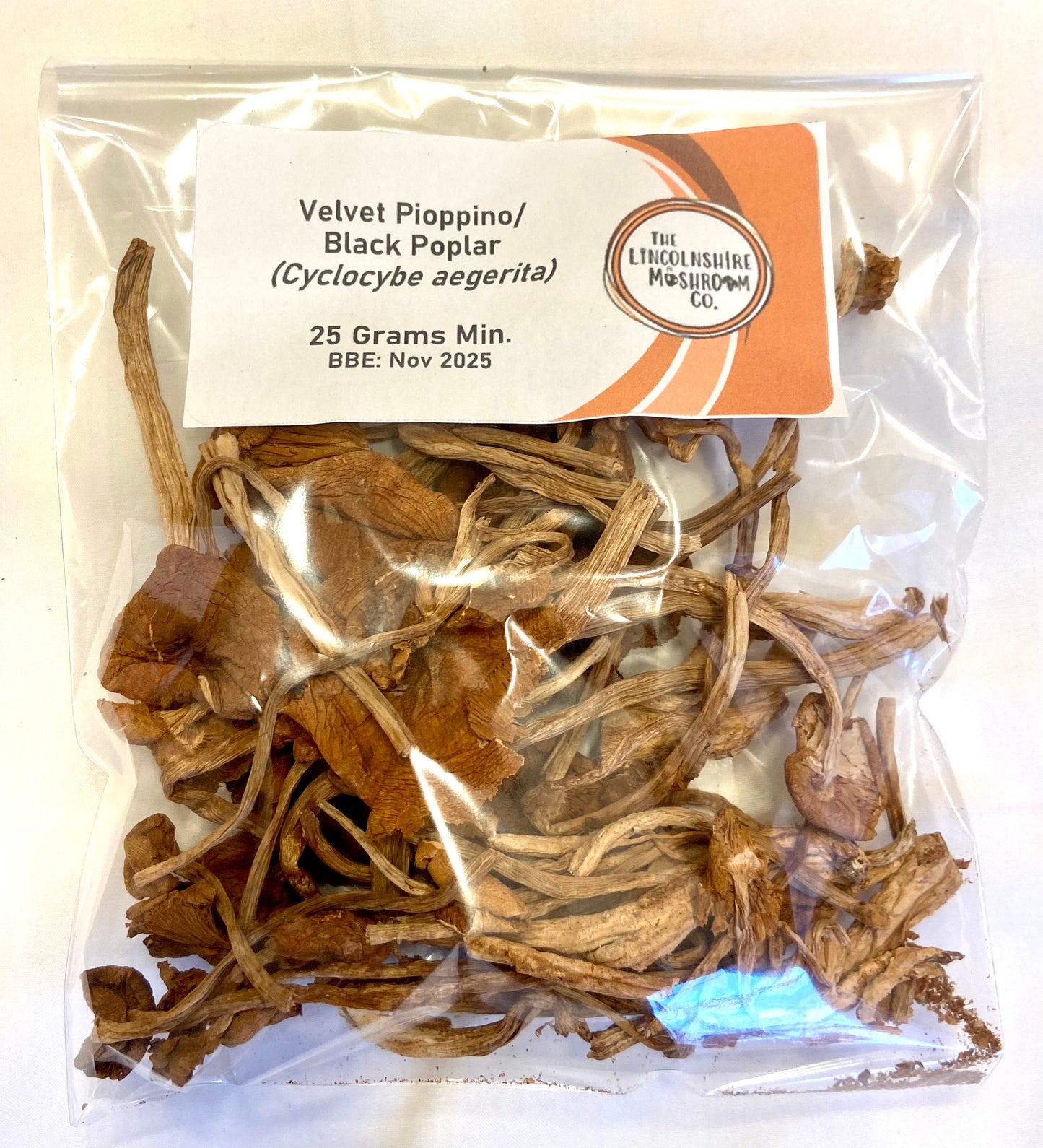 Dried Velvet Pioppino/ Black Poplar (Cyclocybe Aegerita) 25g Bag