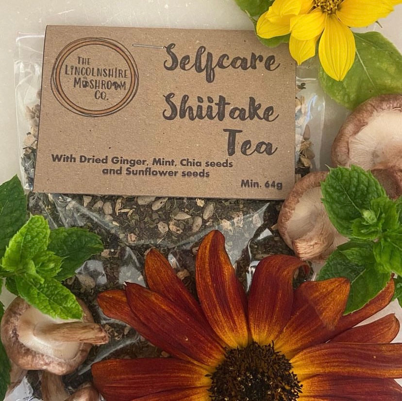 mushroom tea shiitake tea sunflower seeds chia seeds ginger healthy drinks selfcare