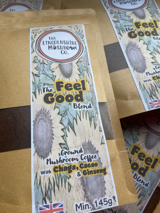 The “Feel Good” Blend. Chaga, Cacao & Ginseng Ground Mushroom Coffee