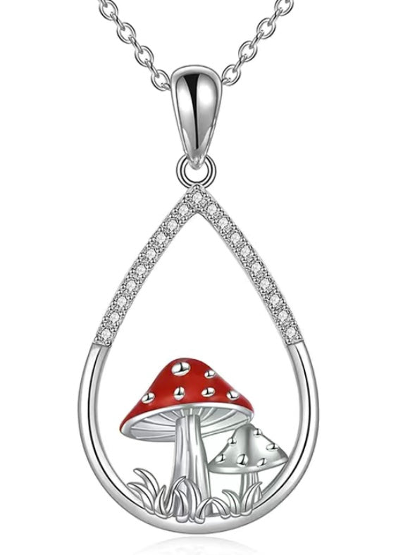 Teardrop Diamanté Mushroom Necklace