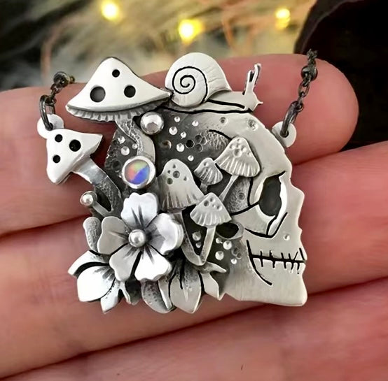 Witchy Skull Mushroom Necklace