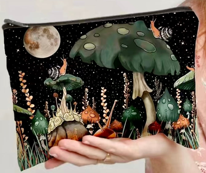 Starry Forest Large Zipper Pouch,Bag, Make-up bag