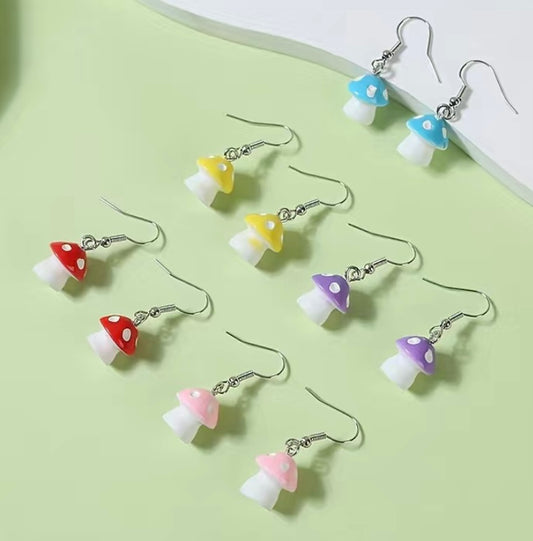 Cute Toadstool 5 colours Earring Set