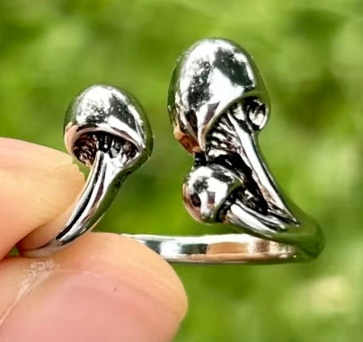 Silver Coloured Mushroom Dress Ring