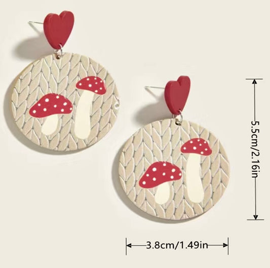 Large Love Mushroom Stud Earrings