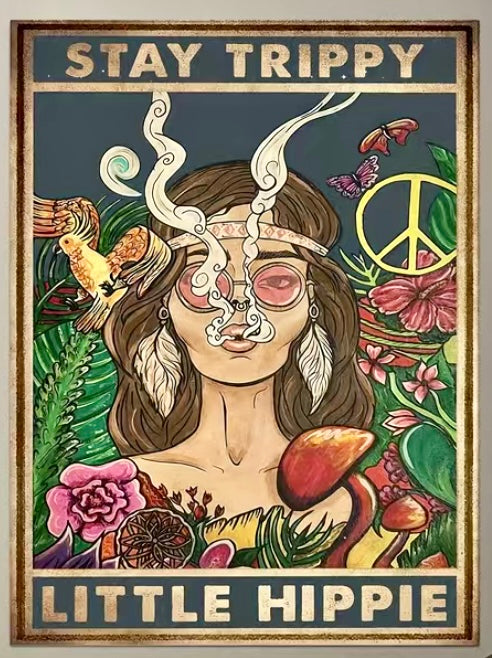 Stay Trippy Hippie Canvas Wall Hanging